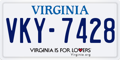 VA license plate VKY7428