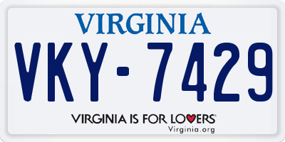 VA license plate VKY7429