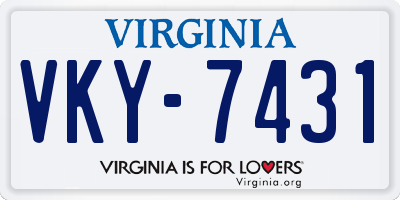 VA license plate VKY7431