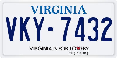 VA license plate VKY7432