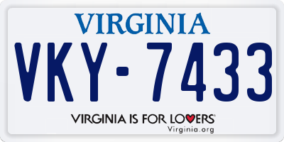 VA license plate VKY7433