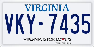 VA license plate VKY7435