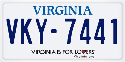 VA license plate VKY7441