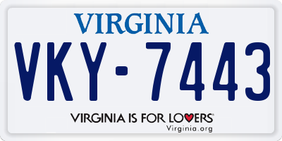 VA license plate VKY7443