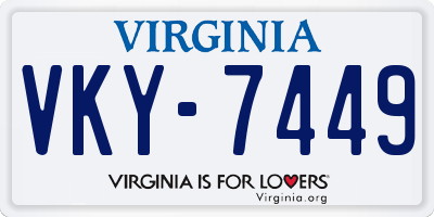VA license plate VKY7449