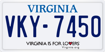 VA license plate VKY7450
