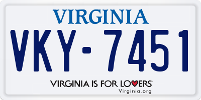 VA license plate VKY7451