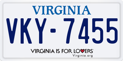 VA license plate VKY7455