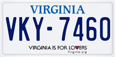 VA license plate VKY7460