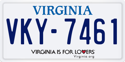 VA license plate VKY7461