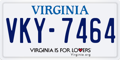 VA license plate VKY7464