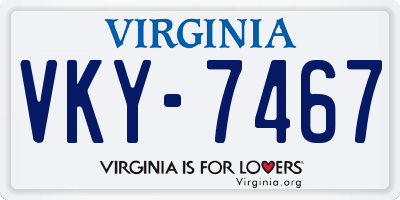 VA license plate VKY7467