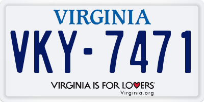 VA license plate VKY7471