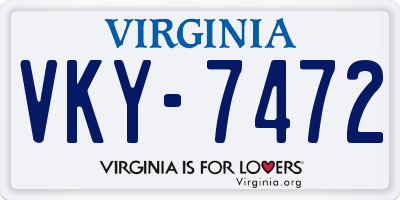 VA license plate VKY7472