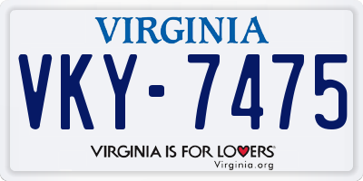 VA license plate VKY7475