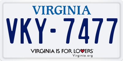 VA license plate VKY7477
