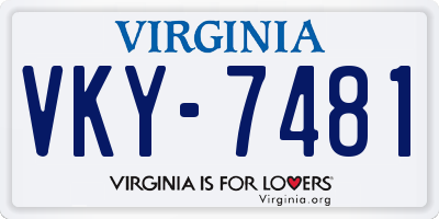 VA license plate VKY7481