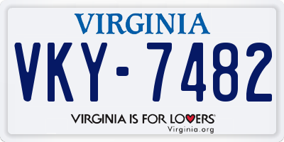 VA license plate VKY7482