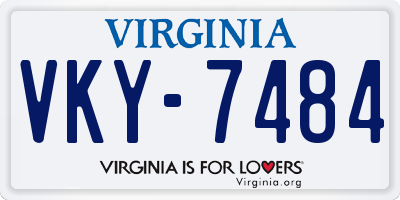 VA license plate VKY7484