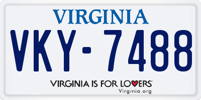 VA license plate VKY7488
