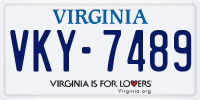 VA license plate VKY7489