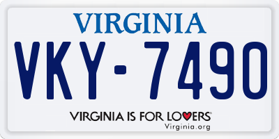 VA license plate VKY7490