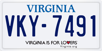 VA license plate VKY7491