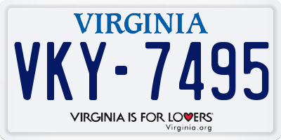 VA license plate VKY7495