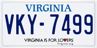 VA license plate VKY7499