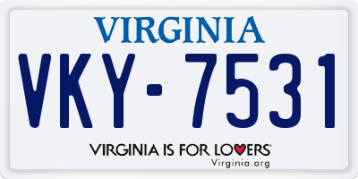VA license plate VKY7531