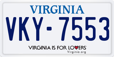 VA license plate VKY7553