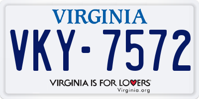 VA license plate VKY7572