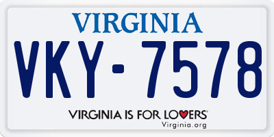 VA license plate VKY7578