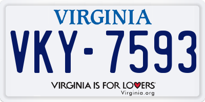 VA license plate VKY7593