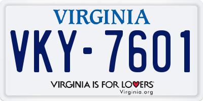 VA license plate VKY7601