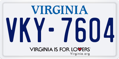 VA license plate VKY7604