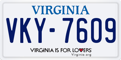VA license plate VKY7609