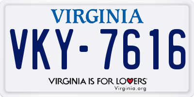 VA license plate VKY7616