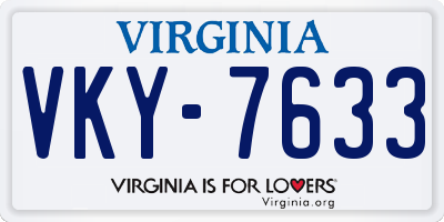 VA license plate VKY7633