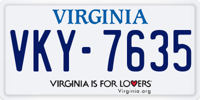 VA license plate VKY7635