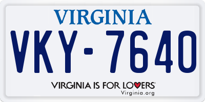 VA license plate VKY7640