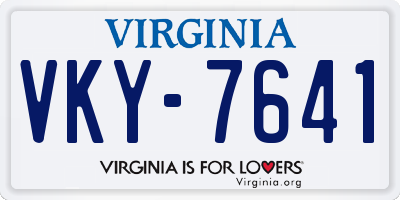 VA license plate VKY7641