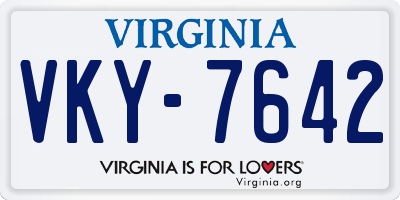 VA license plate VKY7642