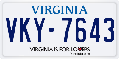 VA license plate VKY7643