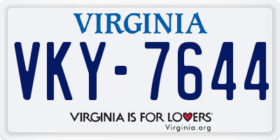 VA license plate VKY7644