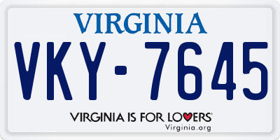 VA license plate VKY7645