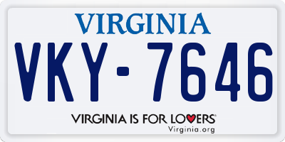 VA license plate VKY7646