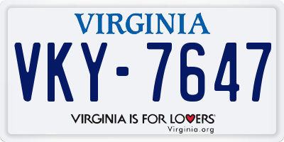 VA license plate VKY7647