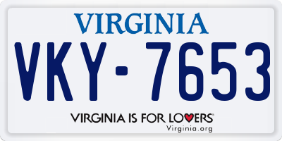VA license plate VKY7653