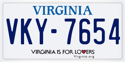 VA license plate VKY7654